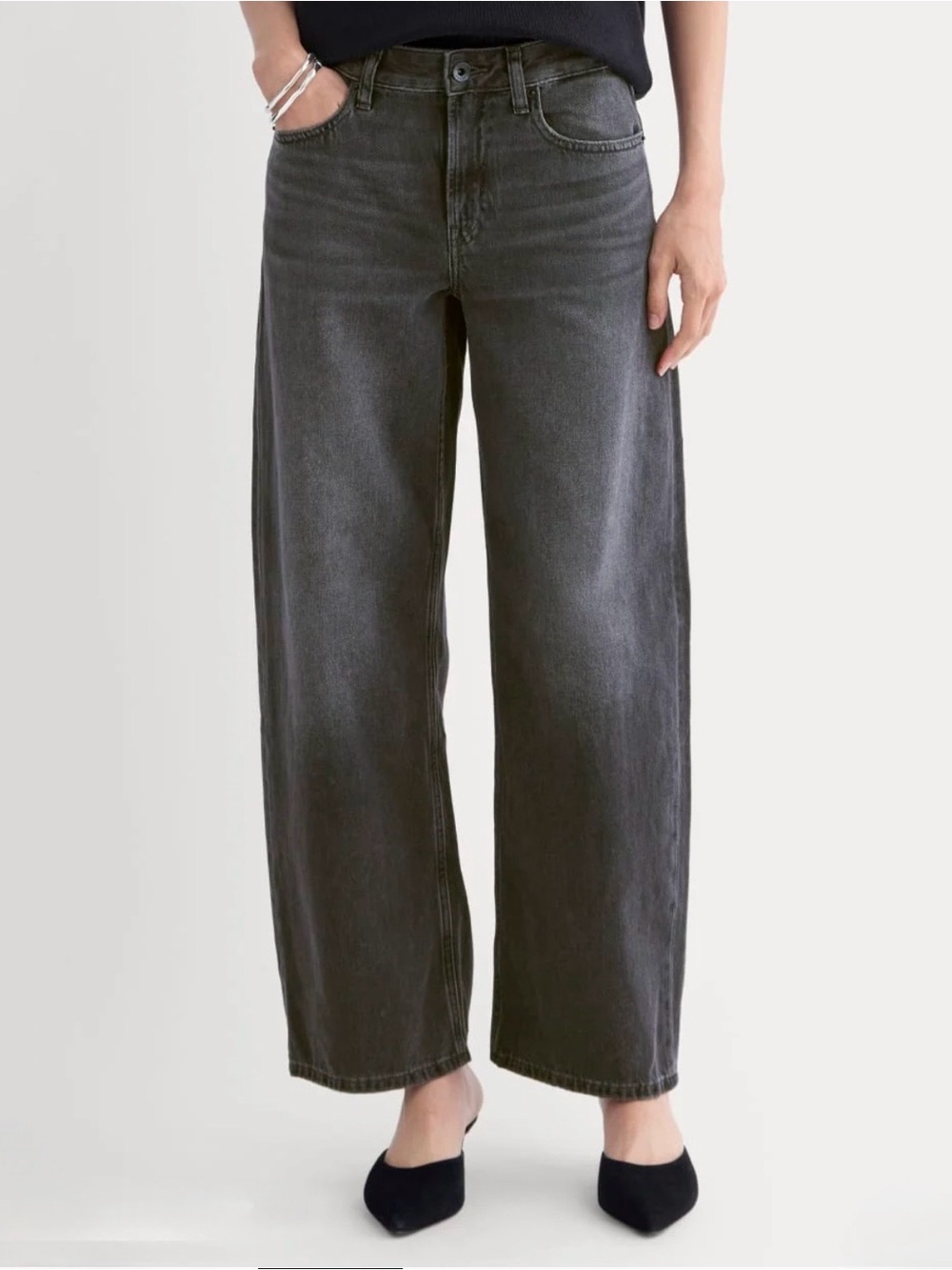 NWT Everlane Mid-rise Baggy Barrel Jeans Cotton Denim Midnight Carbon Grey 29
